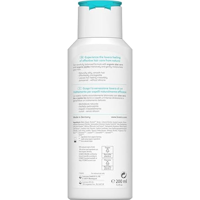 lavera CONDITIONER BASIS SENSITIV MOISTURE AND CARE Â€¢ MOISTURISING CONDITIONER Â€¢ HAIR CARE Â€¢ NATURAL COSMETICS Â€¢ VEGAN Â€¢ CERTIFIED Â€¢ 200ML, 110441 - Image 3